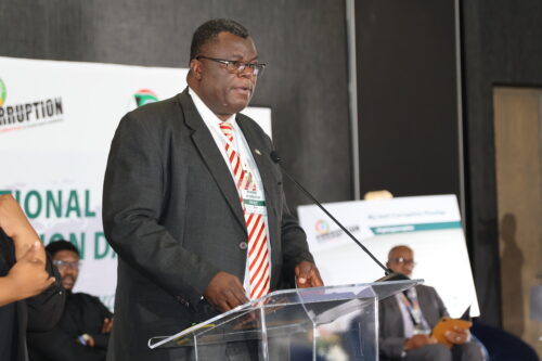 Acting Director-General, Willie Vukela, addresses the International Anti-Corruption Day delegates in Sandton